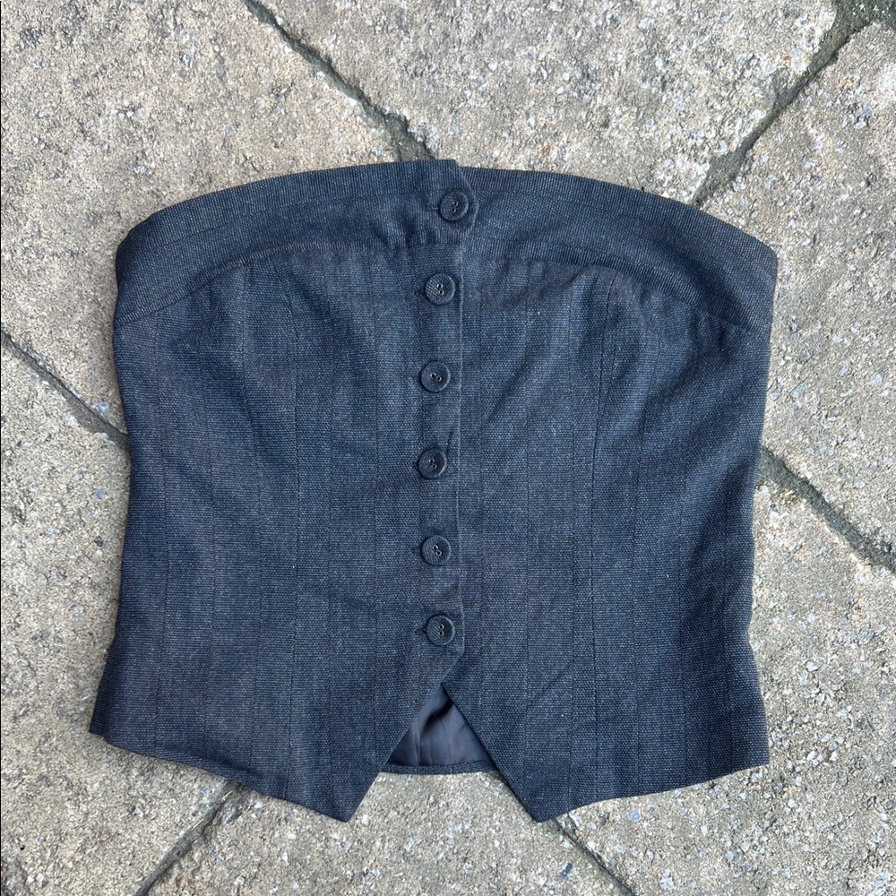 Dynamite Dark Gray Strapless Button-Up Top